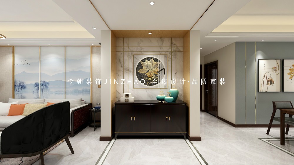 融創(chuàng)中心新中式風格玄關(guān)裝修效果圖