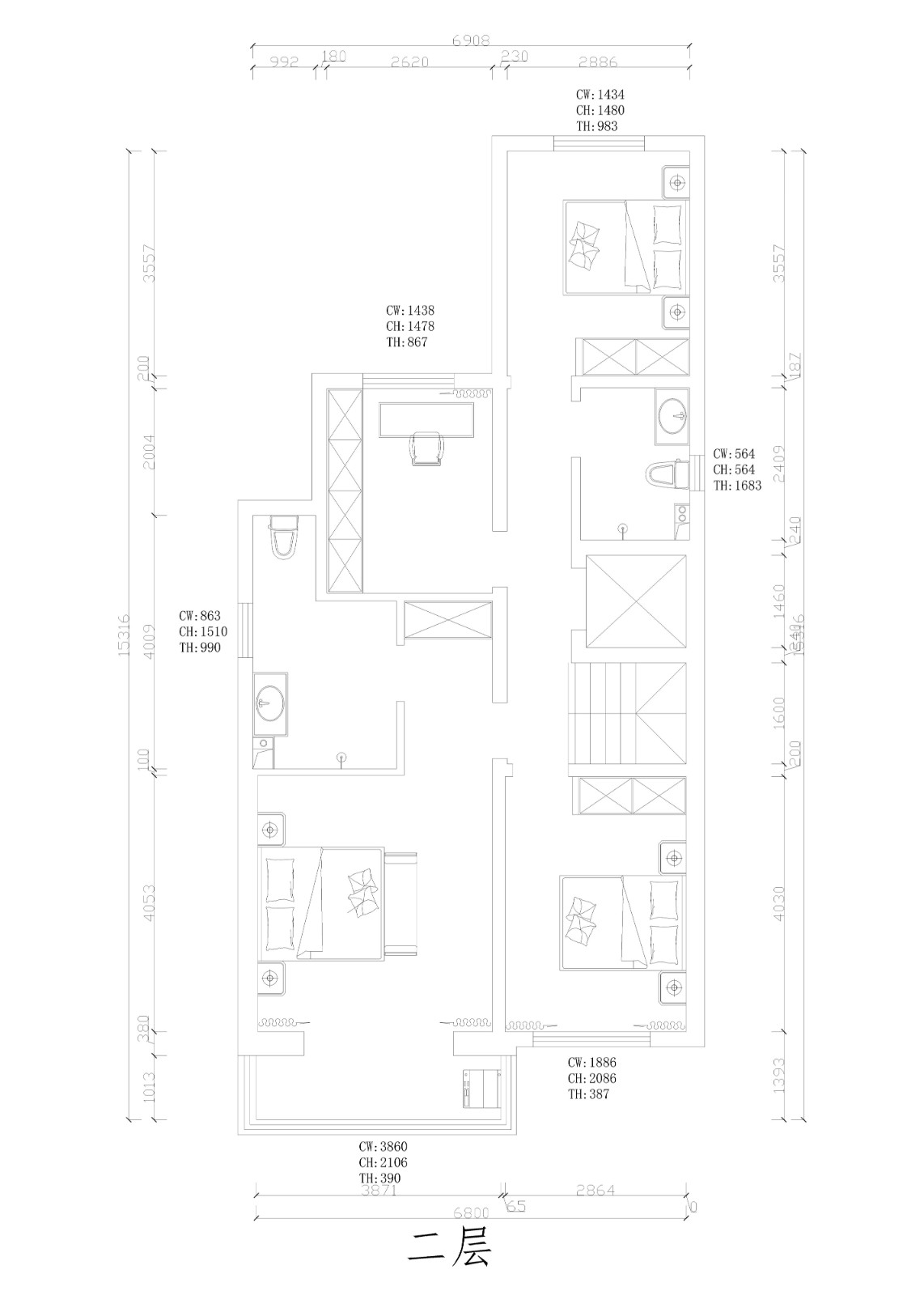 萬(wàn)德世家底躍300㎡新中式風(fēng)格戶型圖裝修效果圖